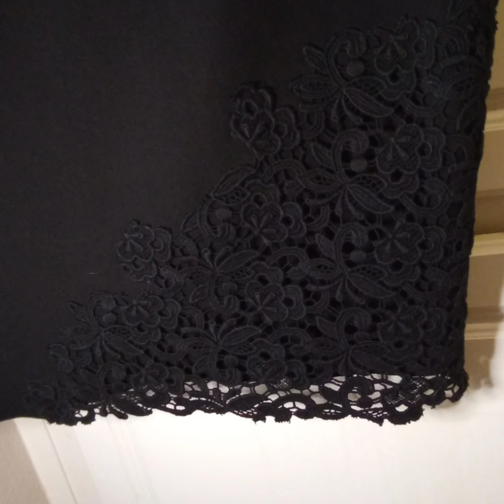 Elie Tahari Black Shift Sleeveless Dress with Lace Size 4 - Picture 4 of 11